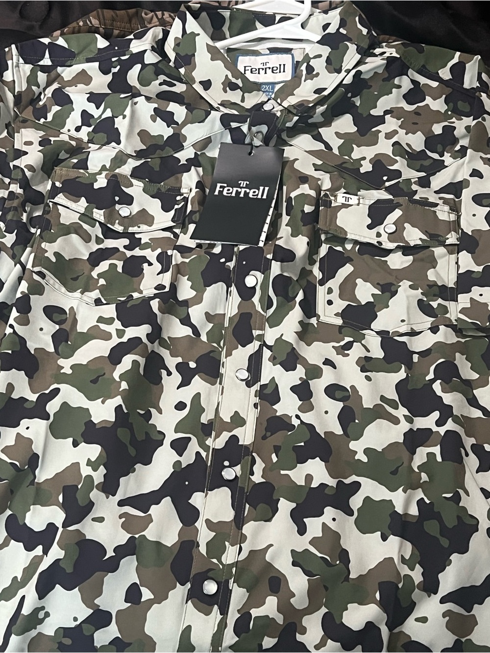 Ferrell Camo Button-Up Shirt - Green/Brown/Black short sleeve